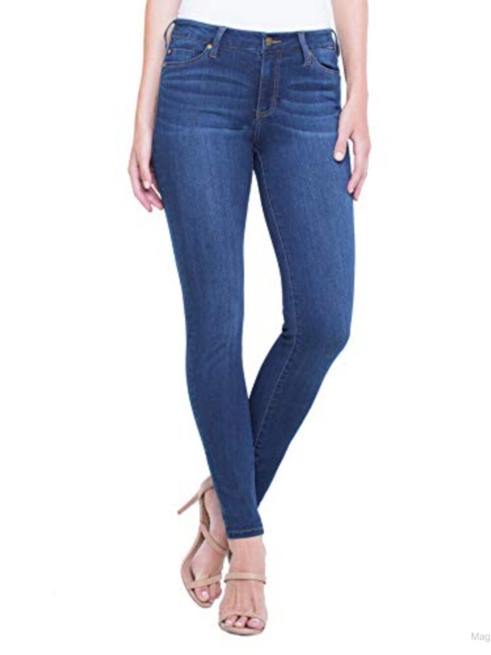 Mid Rise Skinny Jeans Ankle Length Stretch Denim